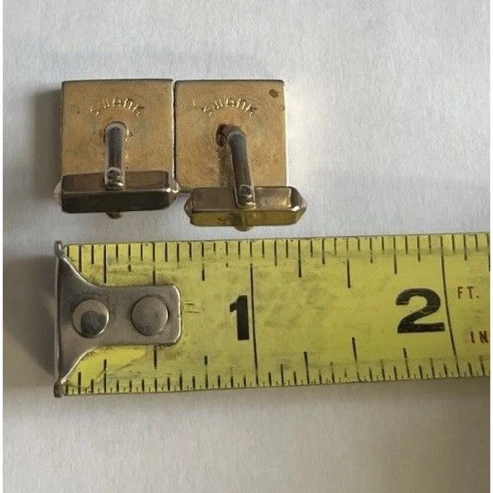 Vintage Swank Gold Tone Diagonal Stripe Cufflinks Mid Century